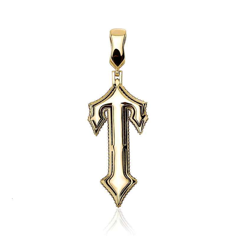 Blues New Initials Letter T Pendant Necklace for Men Women Iced Out Zircon Cross Necklace for Hip Hop Rock Jewelry
