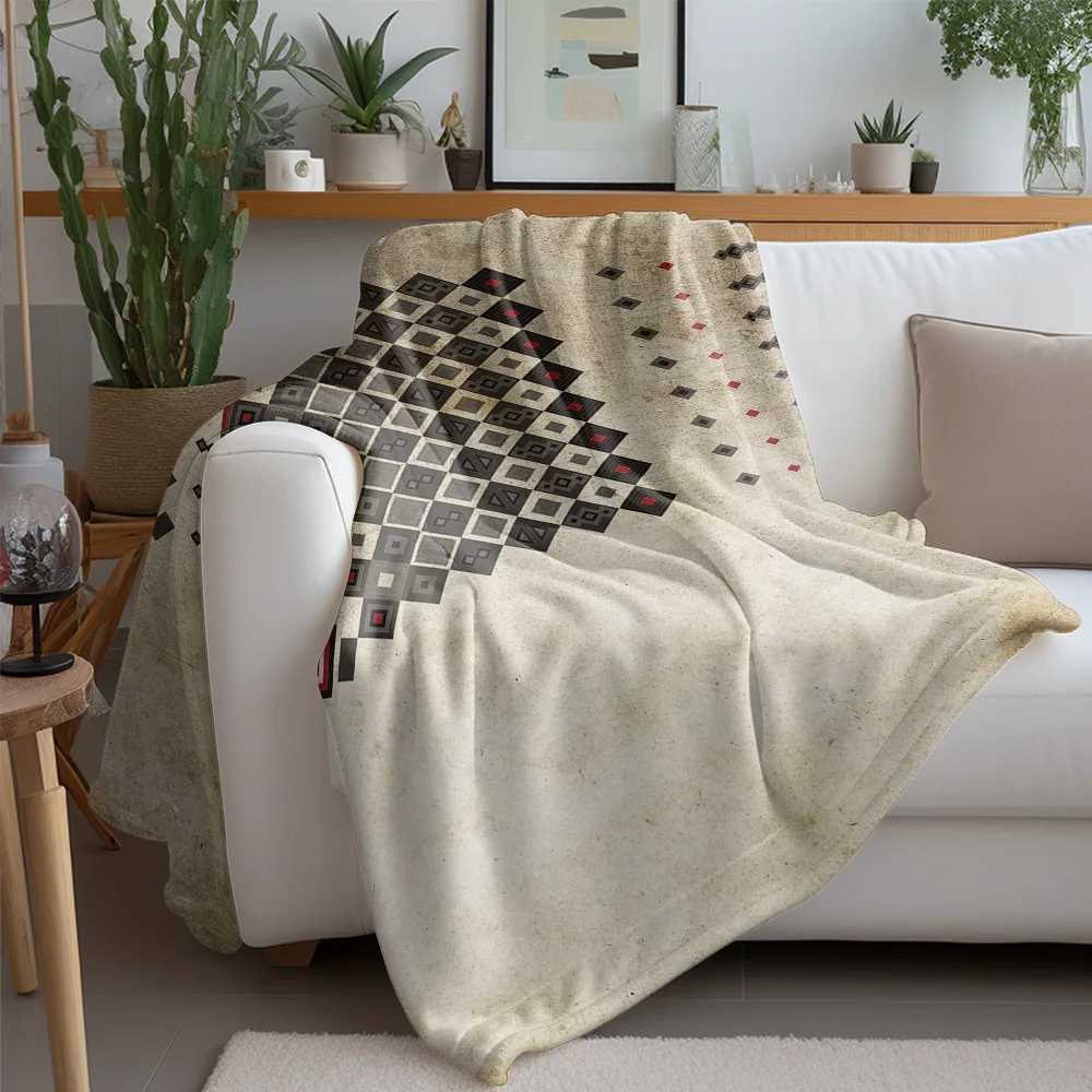 Geometric Pattern Fleece Blanket - Kids Teen Adult Throw Soft Warm Cozy Bed Sofa Decorative Blanket Gift C251111