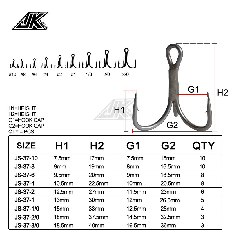 JK JS37 Triple Fishing Gray Color 3X Strong Treble Hooks super antirust Fishhook Fishing Tee Hook10110 20 30 Seafishing 251103