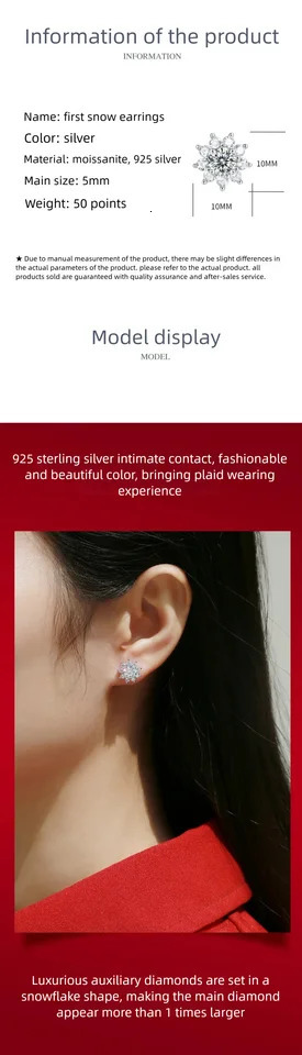 05ct Earrings for Women Lab Grown Diamond Ear Studs 925 Sterling Silver Fine Jewelry Gift 251031