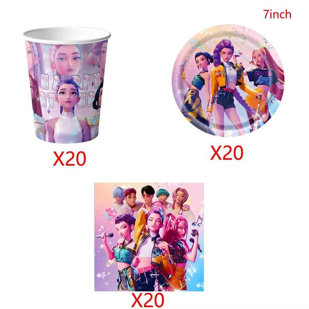 Demon Hunters Birthday Party Decorations Kpop Anime Cosplay Tableware Set Paper Plate Banner Balloon for Baby Shower Girls Gifts Z251111