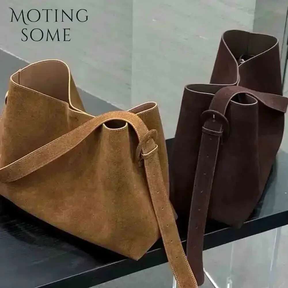 Designer Motingsome Oversize Women Bag Suede Leather Winter Bags Frosted Cow Skin Handbag And Purses Retro Lady Tote 2024 New