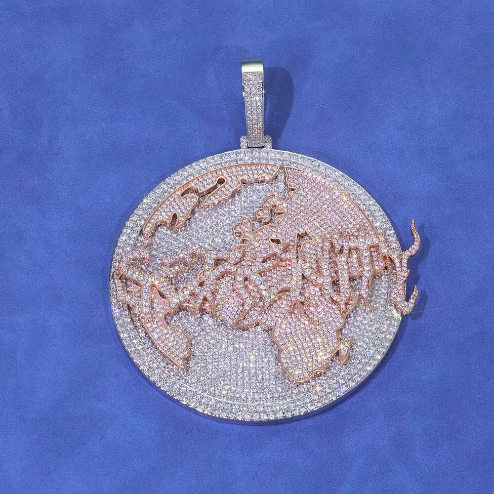 NUOYA Round Rose Gold Plated Letter Pendant Personalized Hip Hop Necklace Custom Name Charm Jewelry Customizable