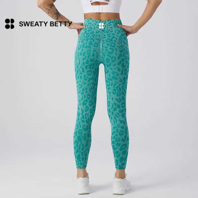 Sweaty Betty Womens Peach Hip Fitness Pants Leopard Pattern Nine Cent Running Tights Hip Lifting Exercise Seamless Pants C251111