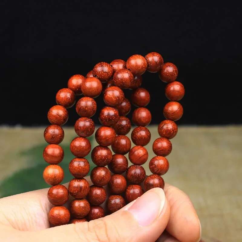 Padauk small leaf beads Rosewood big bracelet