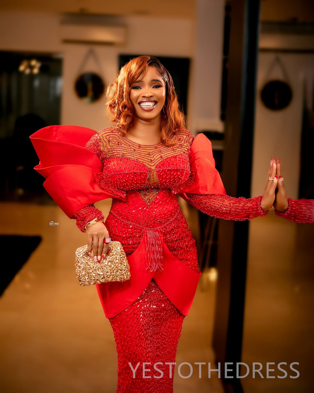 2026 Plus Size Red Mermaid Prom Dress Evening Dresses Formal Gowns For Special Occasions Illusion Sheer Neck Beaded Lace Crystals Pearls Birthday Dres