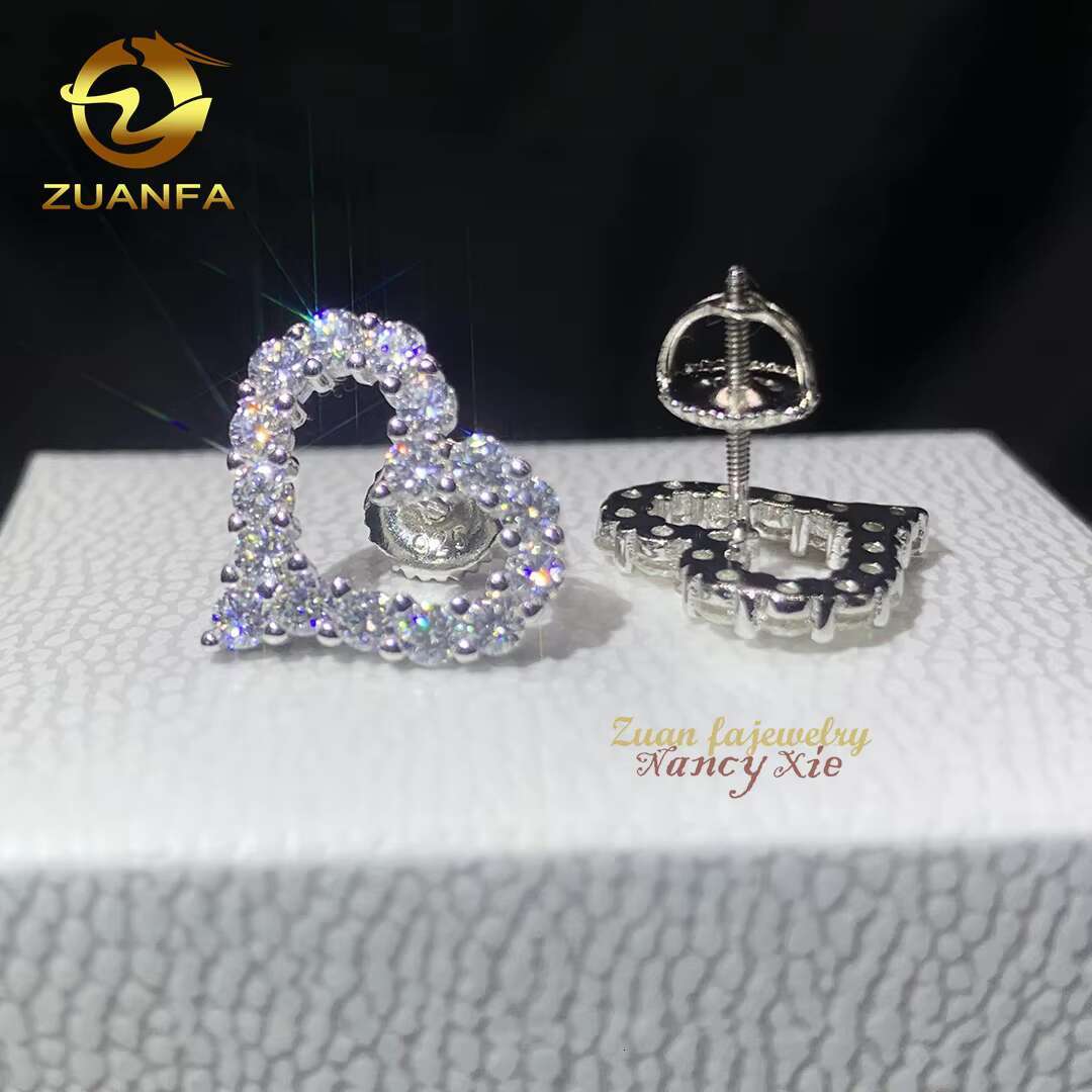 Iced Out 925 Silver Moissanite Diamond Jewelry GRA Vvs Moissanite Men Women Hip Hop Earring Stud Earrings