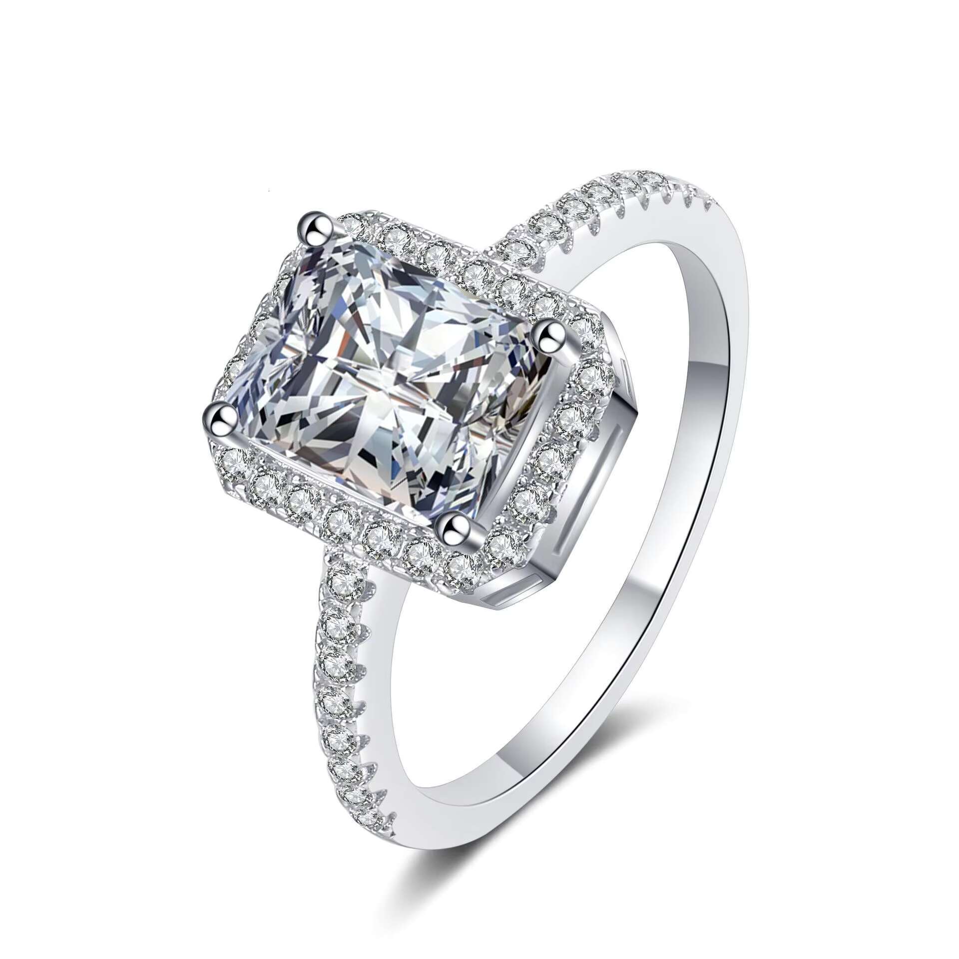 PYQ Vintage Halo Moissanite Diamond Ring 1ct-2ct Radiant Cut 925 Sterling Silver for Womens Wedding Engagement
