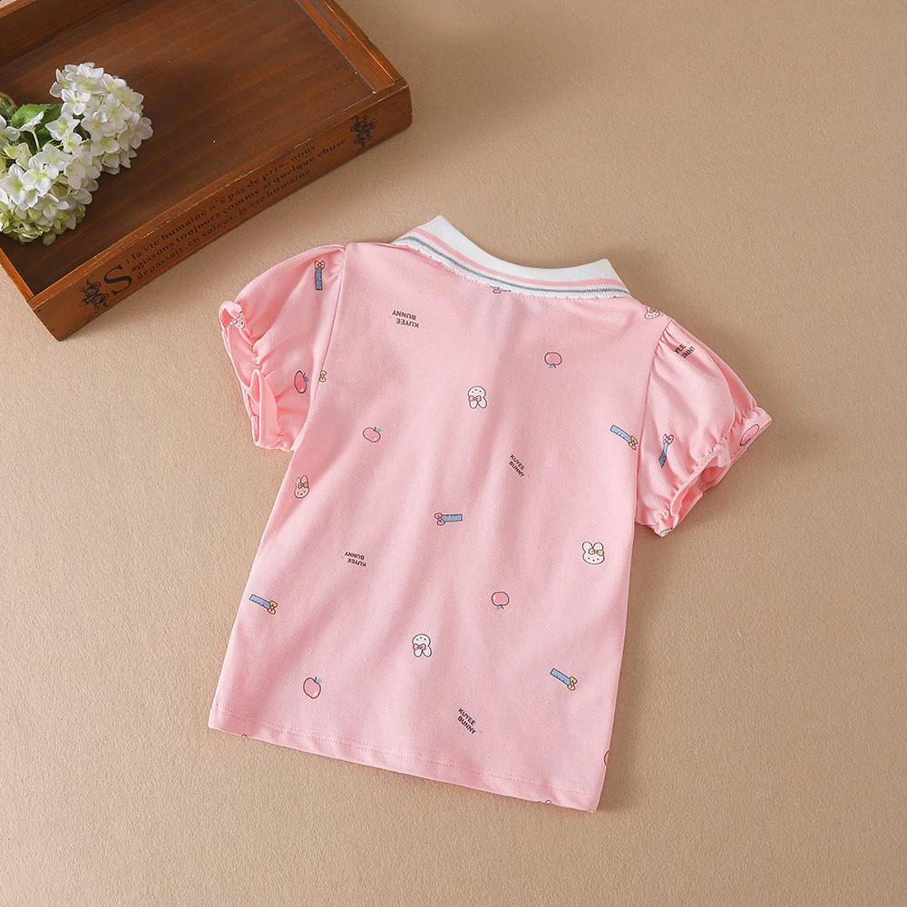 Baby Girls Summer Shirt Kids Cotton Short Sleeved Clothes Kids Polo T-shirt Baby Turn-Down Collar Clothes 250410