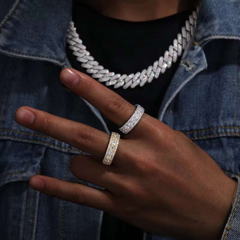Top Icy Fine Jewelry Wedding Engagement Ring 925 Sterling Silver VVS D Color Moissanite Diamond Men 18K Gold Eternity Band Rings