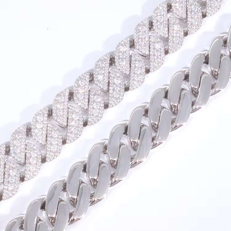 Bling Hip Hop Chain 16mm Wide Iced Out 925 Silver Necklace Set D/VVS Moissanite Diamond Cuban Link Chain