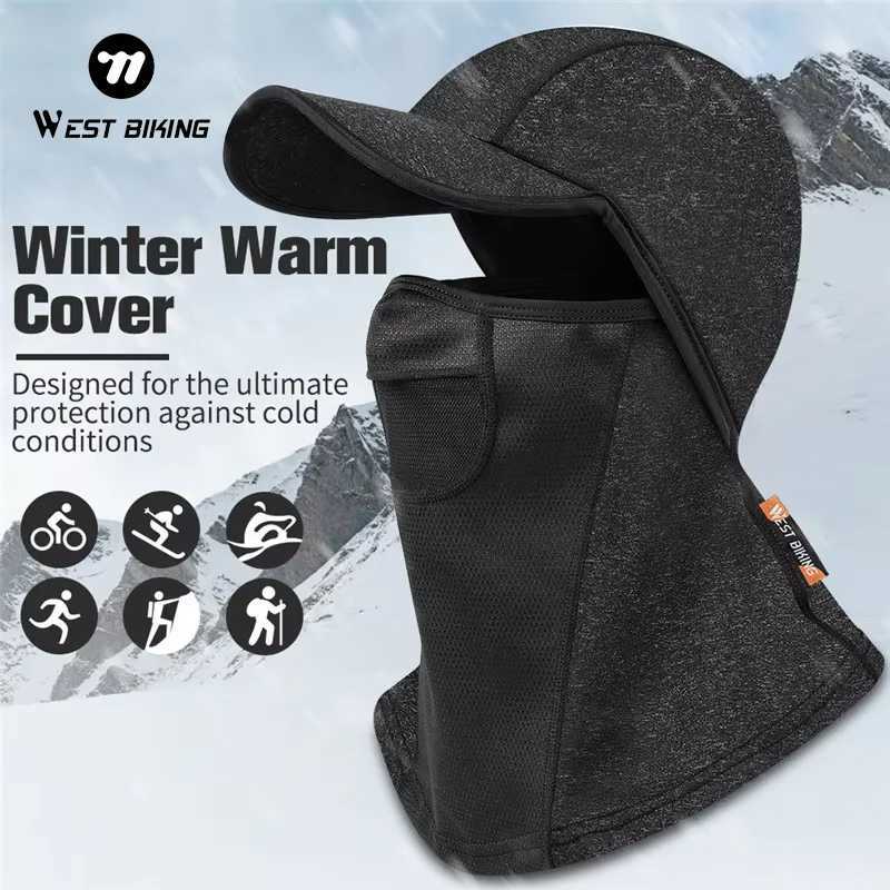 WEST BIKING Winter Sport Cycling Cap Bike Full Face Cover Neck Warmer Men Women Scarf Ski Bicycle Motocycle Fleece Hat With Brim S251110
