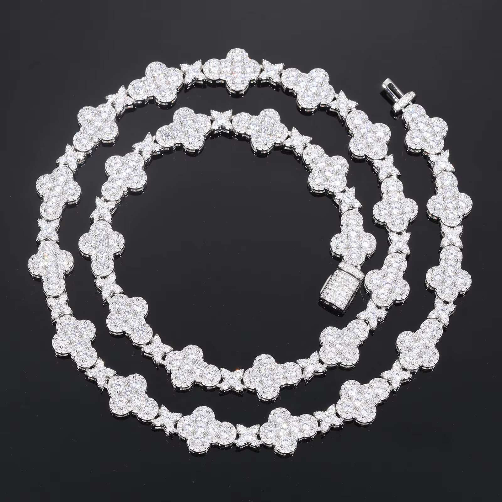 Exquisite Iced Out 10mm 925 Sterling Silver Moissanite Cross Cuban Link Chain Necklace GRA Certificated Pass Diamond Tester
