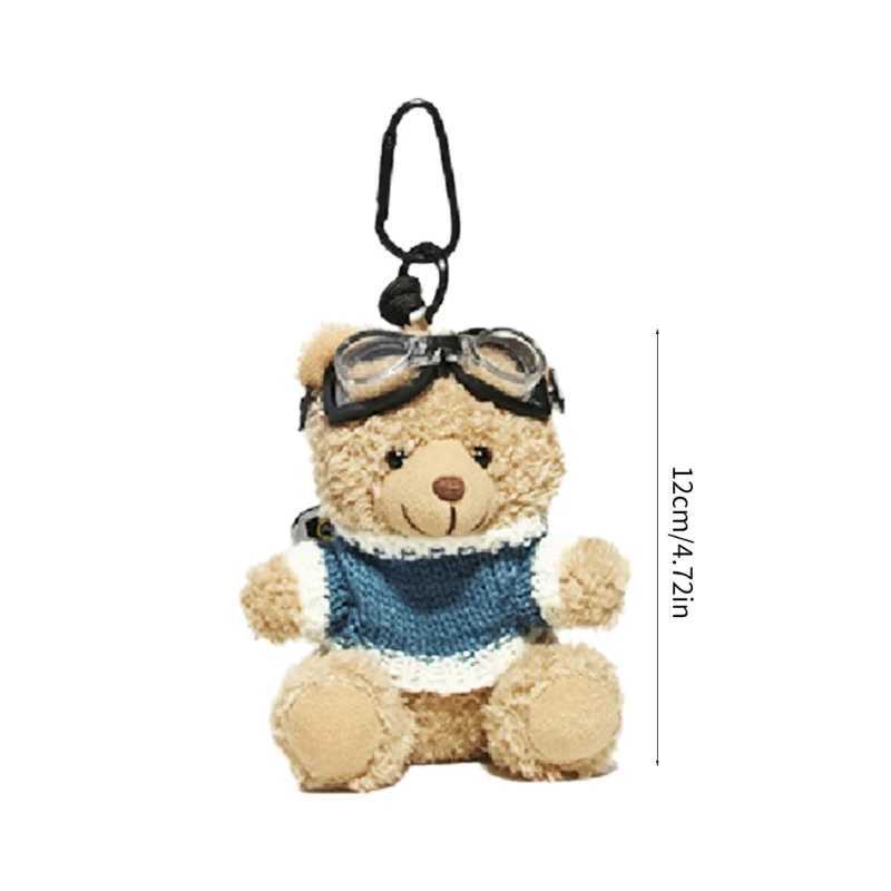 Cartoon animal pendant keychain fashion leader bear keychain plush toy keychain jewelry personalized bag decoration pendant W250411