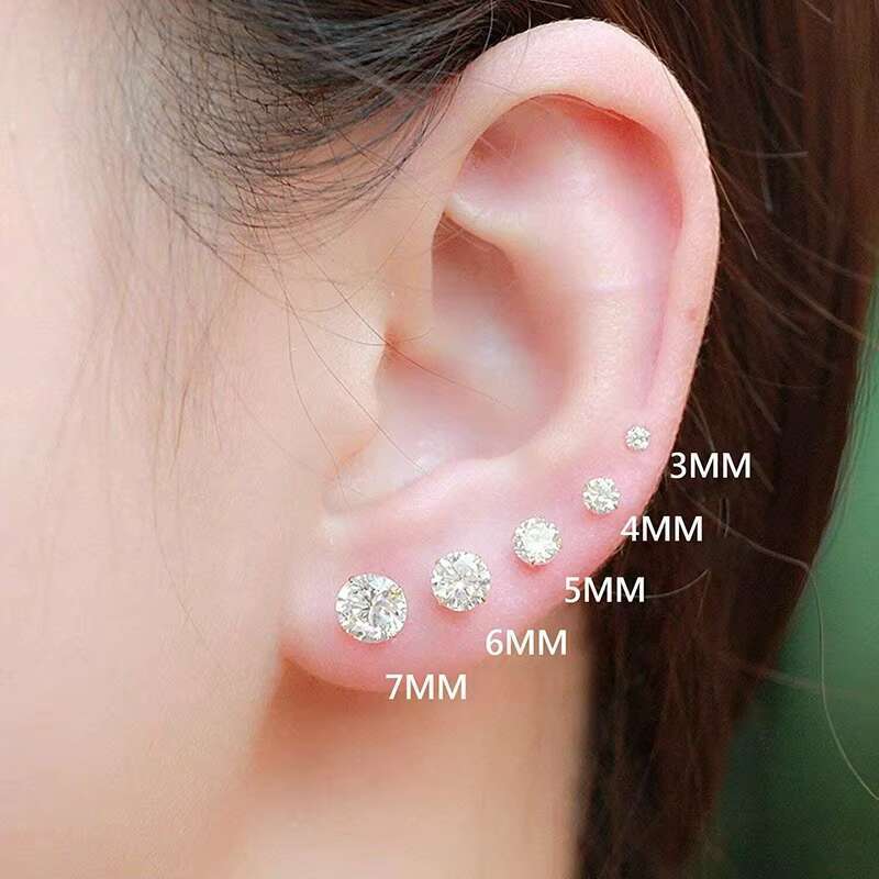 Luxury Bling Hip Hop Iced Out Earring Real Gold 1.5CT 3CT Solitaire Earrings 10K White Gold With Moissanite Diamonds