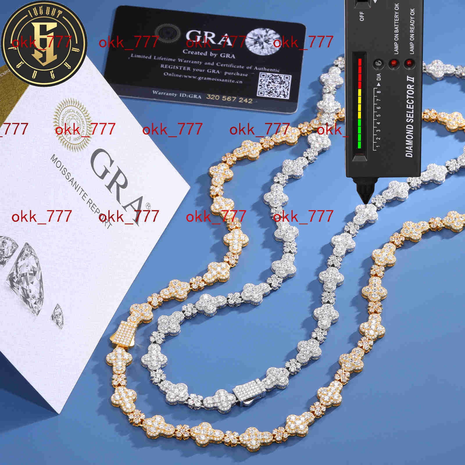 10mm S925 Moissanite Cross Clover Link Tennis Chain Hip Hop Party Bling Iced Out Diamond Moissanite Tennis Chain