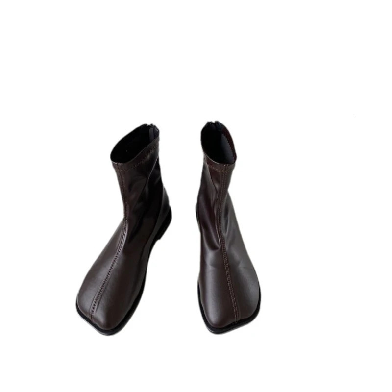 Autumn ladies Soft Leather Boots Square zipper antislip shoe Fashion simple versatile short boot Comfort casual women shoes 251110