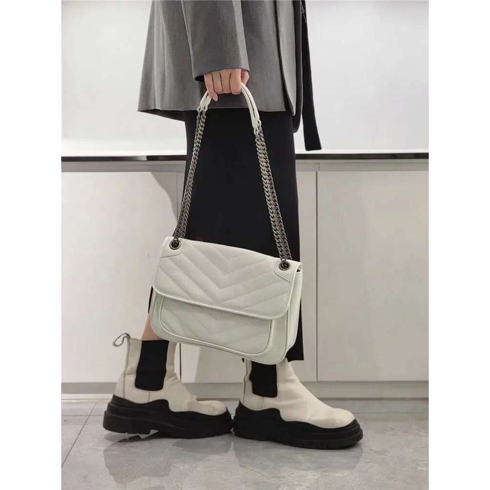 Vintage Women Chain Strap Messenger Oil Wax Cow Leather Shoulder Bag Autumn New Office Ladies Work Crossbody Bags Satchels