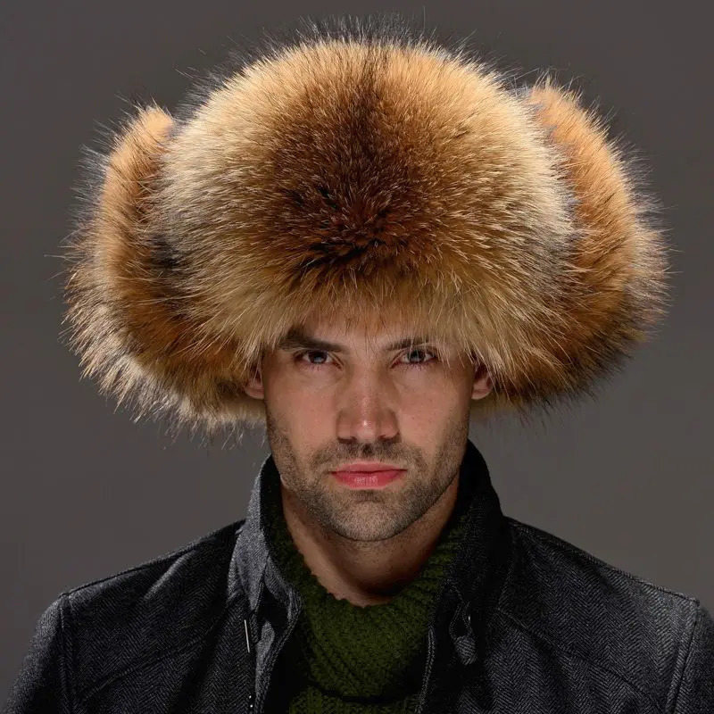 Winter Men Hats Brown Fox Fur High-end Elegant Warm Soft Not Wool Outdoor Hiking Caps Windproof Thick Europe Earflap Hat 251110 - view 4