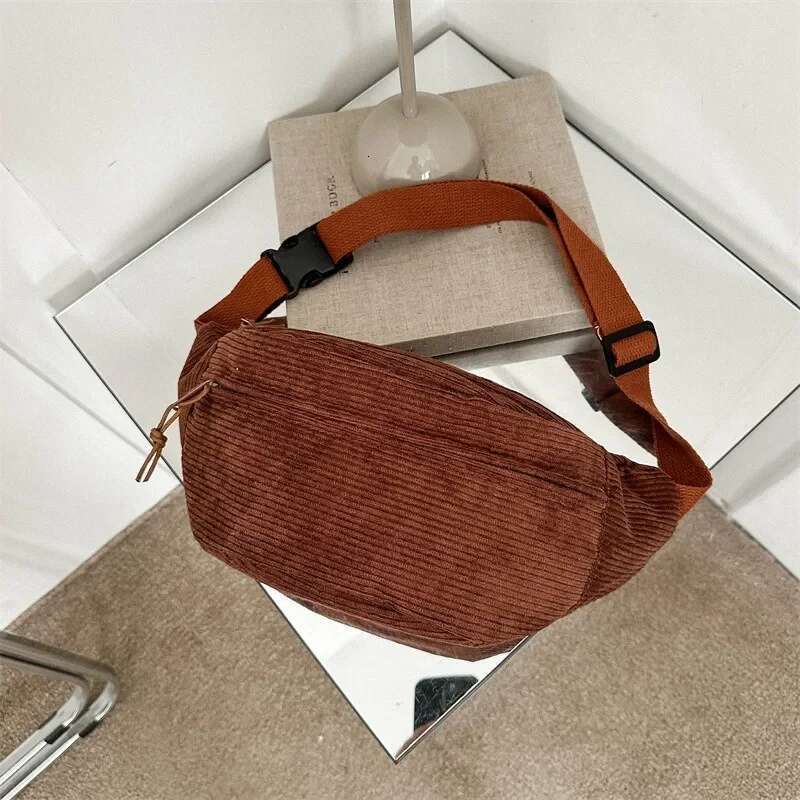 Corduroy Women Waist Canvas Student Shoulder Crossbody Chest hot Bag 2024 Fanny Pack Fashion Phone Banana Female Bum Belt Bags