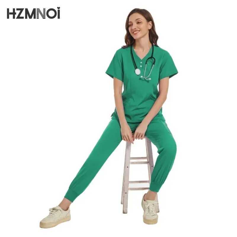 Multicolor Surgery Workwear Scrub Set Clinical Nurse Uniforms Short Slve Top+Pants Nursing Uniform Pet Shop Lab Doctor Clothes X250410