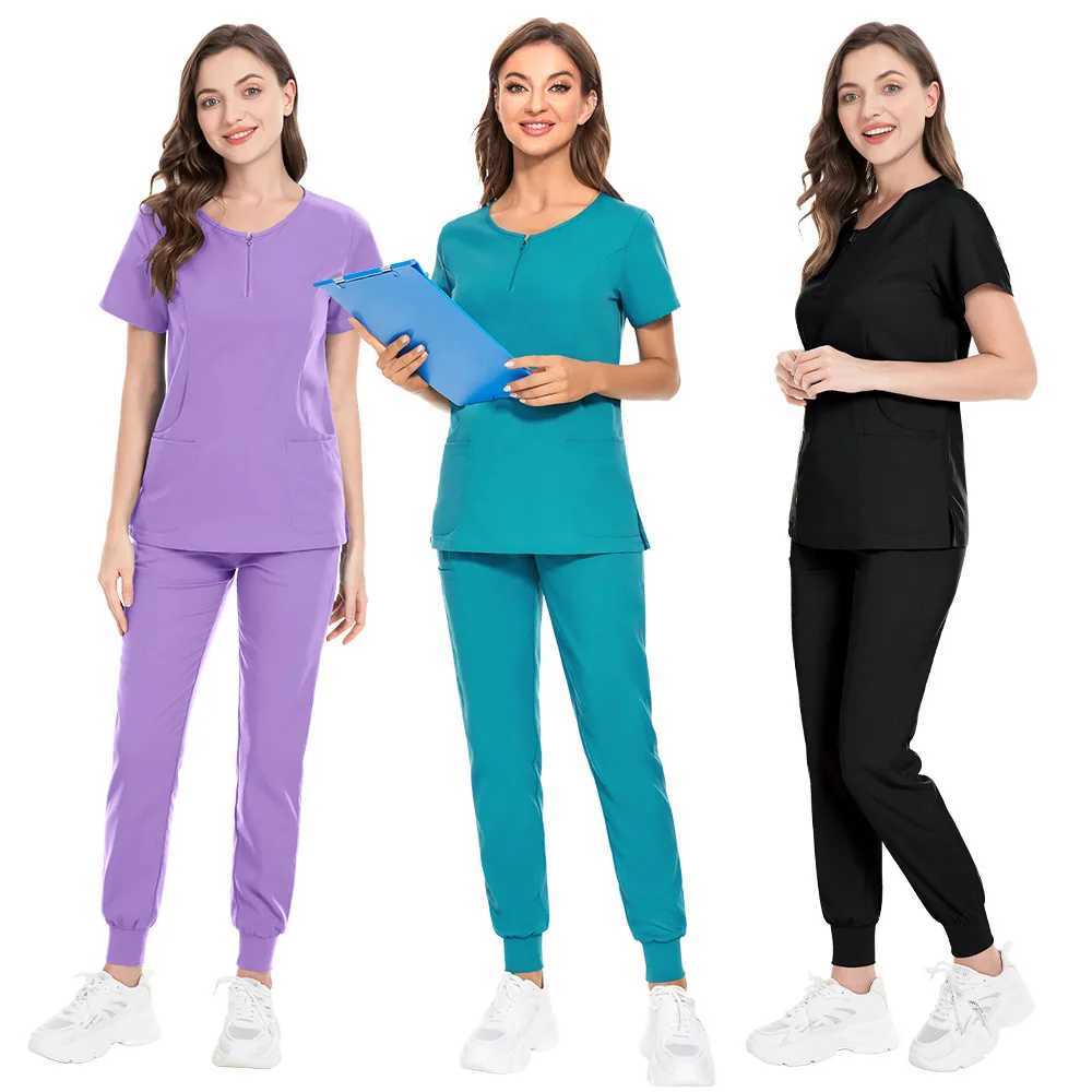 Nurse V-neck jogging womens casual short Slved clothing top pharmacy job medical hospital doctor nursing uniform accessories X250410
