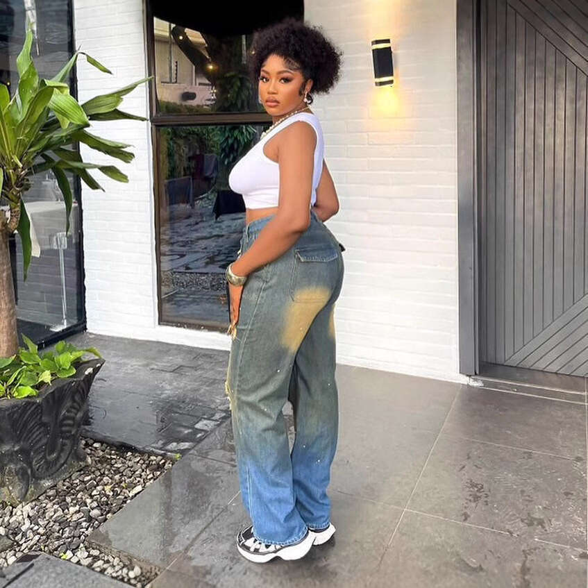 Women's Wear Women's Wear Women's Straight Leg Jeans, Women's Street Ripped Holes, Washing Water, Hanging Dyeing, Making Old Jeans