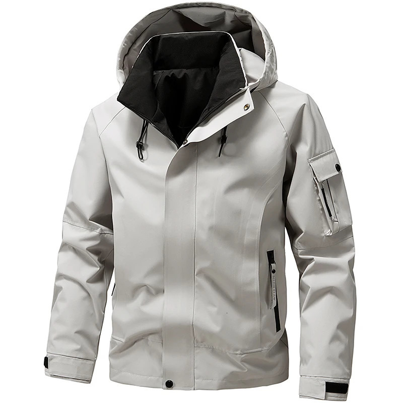 Mens three antipunching jacket mens spring and fall fashion hooded workwear handsome casual versatile w251015