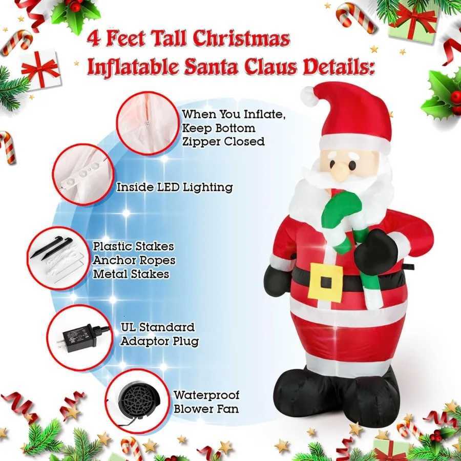 Christmas Christmas Inflatable Snowman Nutcracker Santa Claus Lighted Blow Up Christmas Yard Decoration with Built in Fan and Anchor Rope Y251111