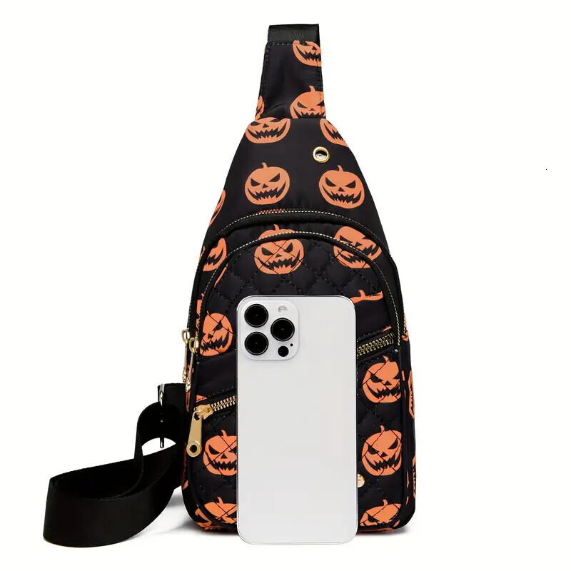 FL- Halloween Bags Large Capacity Tote Bag Adjustable Shoulder Strap Crossbody Bag Multi-Function Zipper Shoulder Bags
