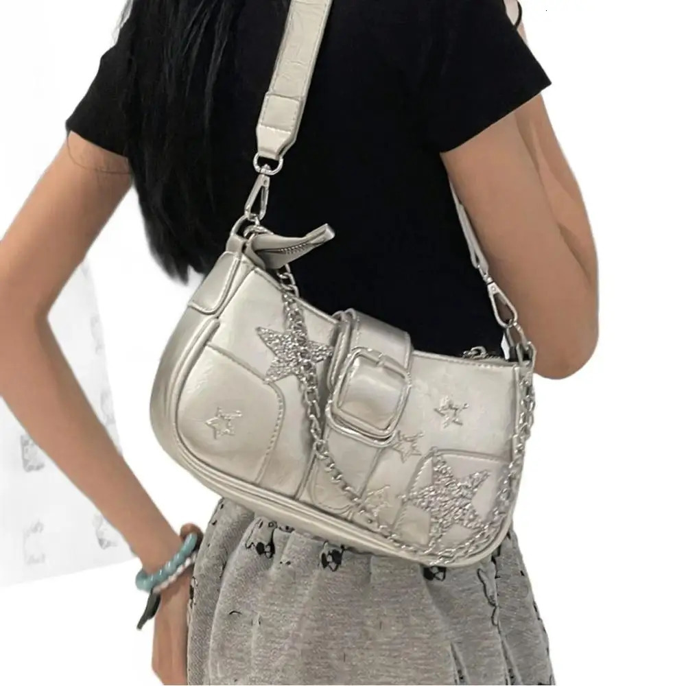 Vintage Shoulder Bag MetalStudded Oil Wax Leather Motorcycle Cool For Trendy Events Fashion Street Daily Commute 251103