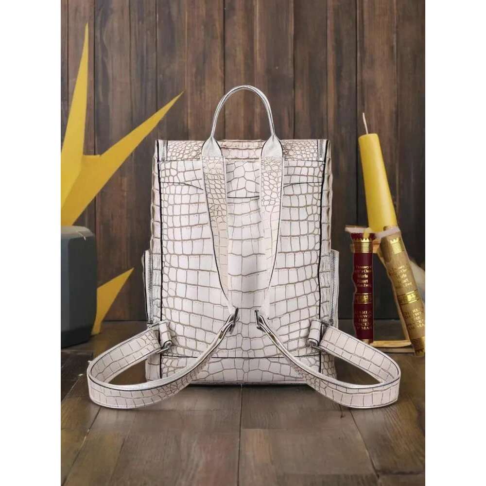 Backpack Haruku Mens Genuine Leather Backpack Large Capacity Travel Bag High Quality Crocodile Skin Fashion Casual School Backpacks
