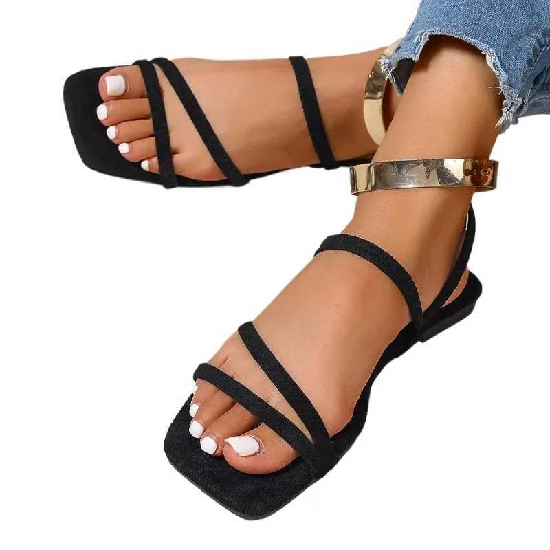 Womens Shoes 2025 Open Toe Womens Shoes Casual Beach Sandals Womens Narrowband Flat Belt Plus Size Sliding Brand Womens ShoesXJ250410