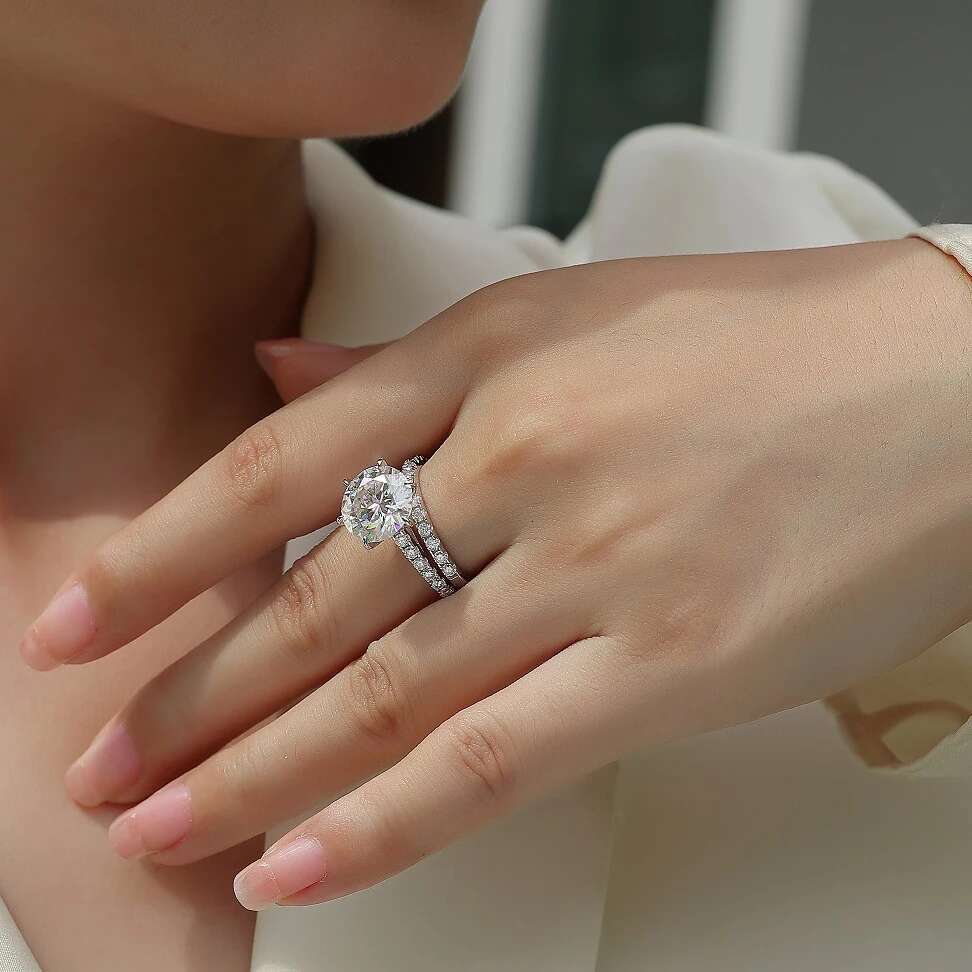 5CT Full Moissanite Diamond D Color Womens Ring S925 Sterling Sliver 18K White Gold Rings Fine Jewelry for Women