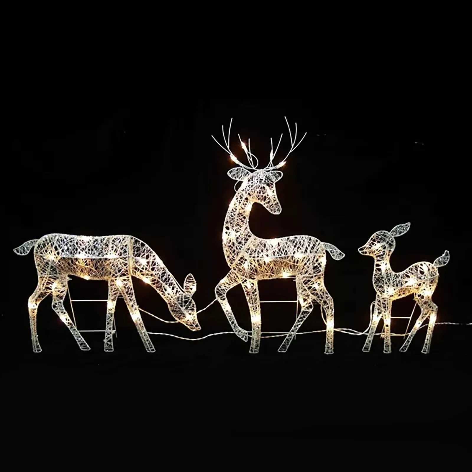 Christmas 3Pc Lighted Deer Reindeer Family Lighted Deer Christmas Decor With Led Lights Light Up Bucks Doe And Fawn Indoor Or Outdoor Yard Y251111