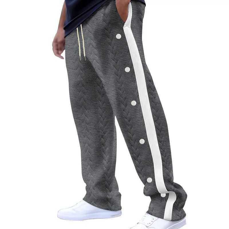 2024 Spring/Summer New Mens Trouser Texture Jacquard Single Chest Side Striped Loose Large Casual Pants Sports PantsXJ250410