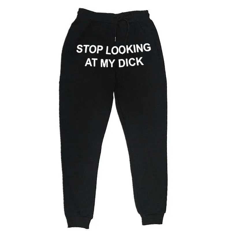 Mens pants stop reading my Dick letter printed sweatpants Simple mens sports jogging TrousersXJ250410