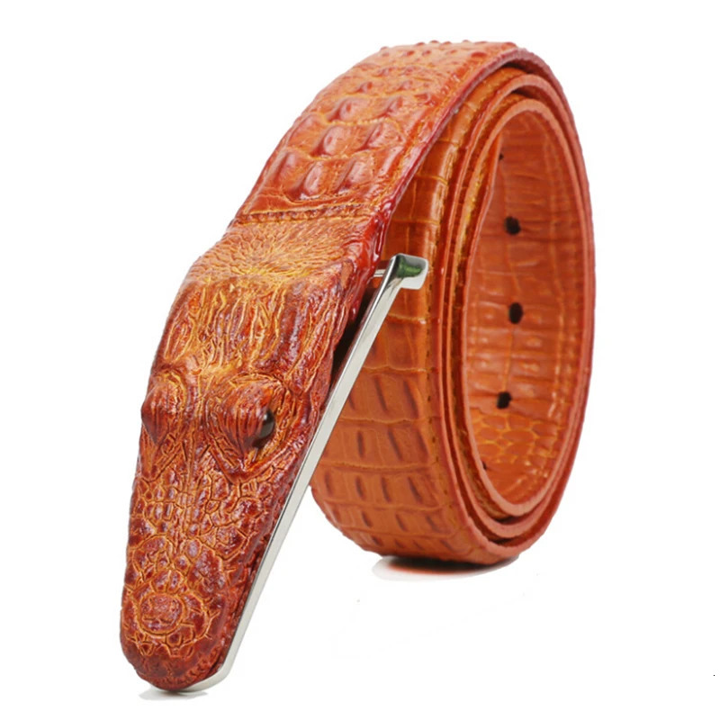 Fashion Mens Belt Pattern Leather Belt Business Casual Simulation Belt Alligator Head Gift For Men 251031