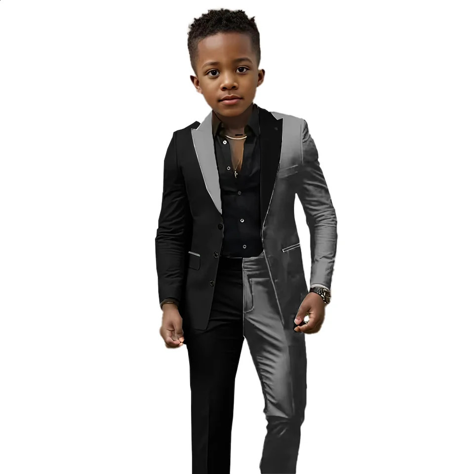 Suit for Boys Wedding Tuxedo 2-piece Kids Blazer Colorblock Suit 2-16 years old Custom Outfit 250410