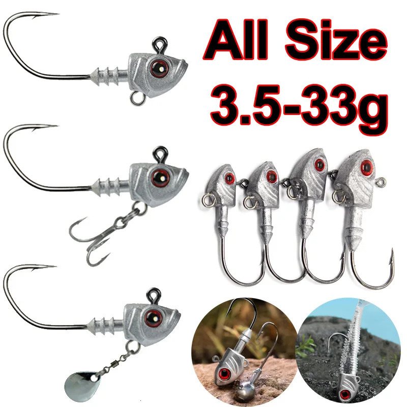 3PCS Jighead Fishhooks 35g33g Fishing Hooks With Treble Hook Sequin Spoon Soft Worm Assist Fishing Hooks Soft Worm Accessories 251103