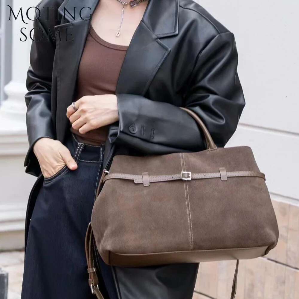 Motingsome Suede Leather For Women Frosted Bag Retro 2024 New Autumn And Winter Casual Shoulder Handbag Commuter Tote