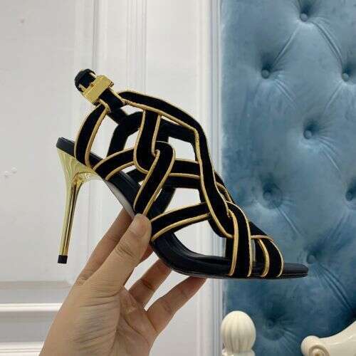 Woman Sandals Woman Sandals Spring Summer New Plated Square Head Fine Heel Open Toe Hollow Sandals Women S Genuine Leather One Button High Heels