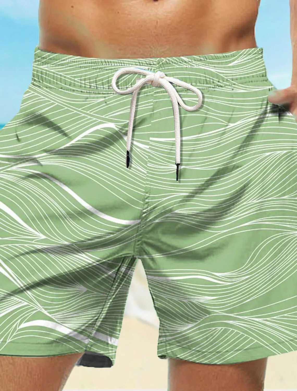 New Mens Board Short Swimming Short Tree Trunk Dragging Wave Graphic Printing Fast Drying Leisure Vacation HawaiiW250410