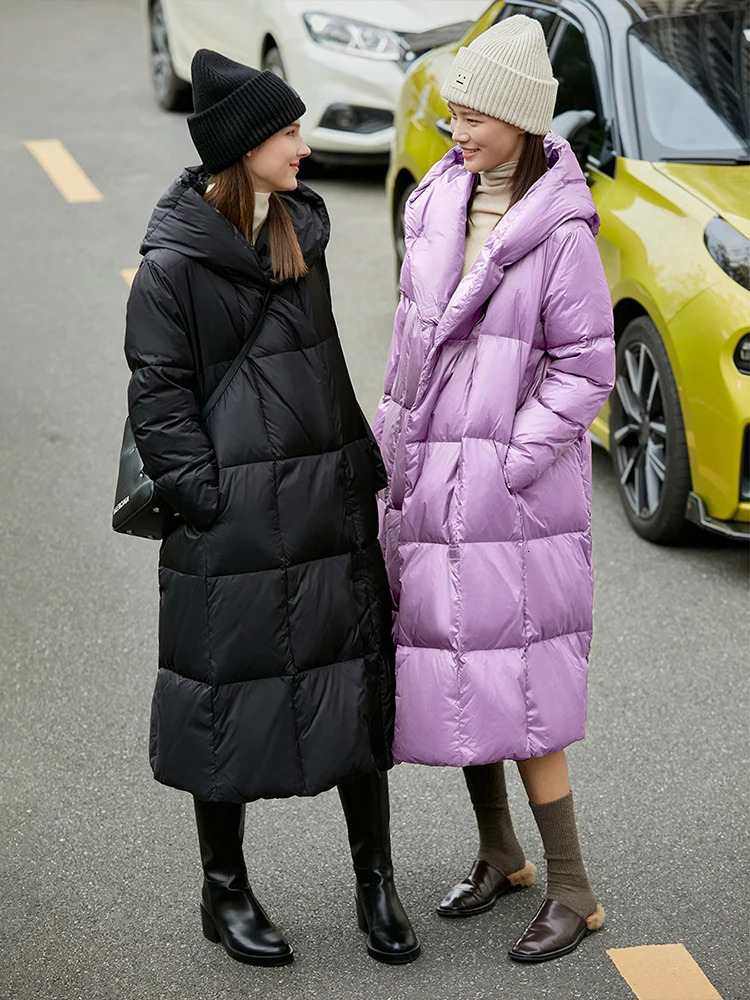AMII Minimalist Down Jacket Coat Women Winter Warm Long Bread Puffer Coat Light Thick Quality Fashion Outerwear 12324060 251110
