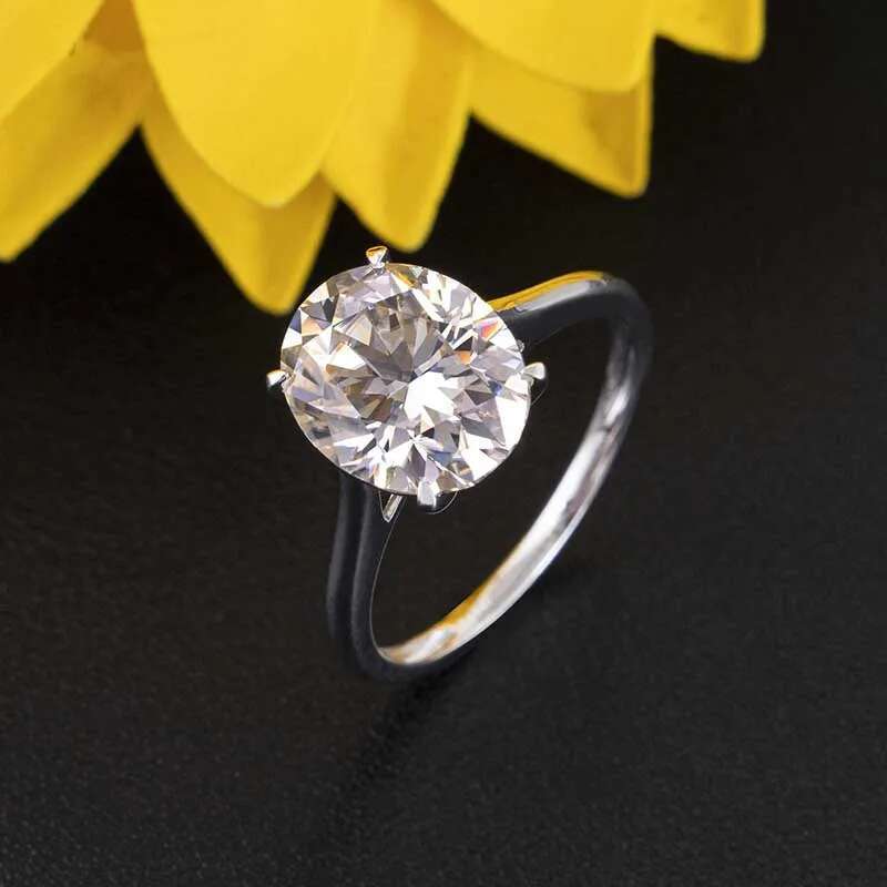 Real 10k White Gold 2-4ct D Color VVS1 Oval Cut Moissanite Solitaire Ring for Women Wedding Ring Pass Diamond Tester Gift