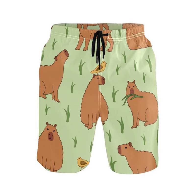 Cartoon animal 3D printing Capybara beach shorts mens cool summer surfboard shorts quick drying sports loose swim trunks childrens clothingW250410