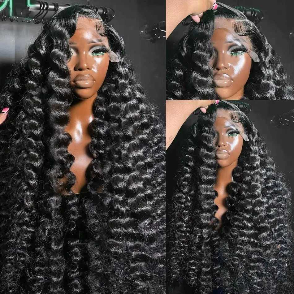 Loose Wave Human Hair Wigs 13X6 Hd Lace Frontal Wig Deep Water Wave Lace Front Wig Brazilian For Black Women 230 Density 40 InchT251111