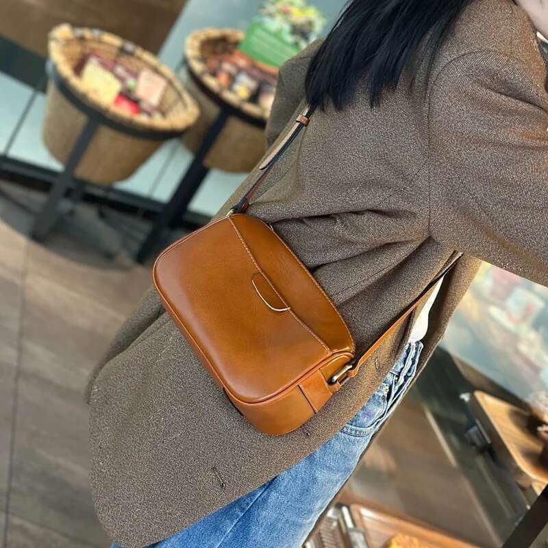 Real Cow Leather Ladies Crossbody 2023 New Women's High Quality Handbag Small Commuter Shoulder Bag Easy To Match