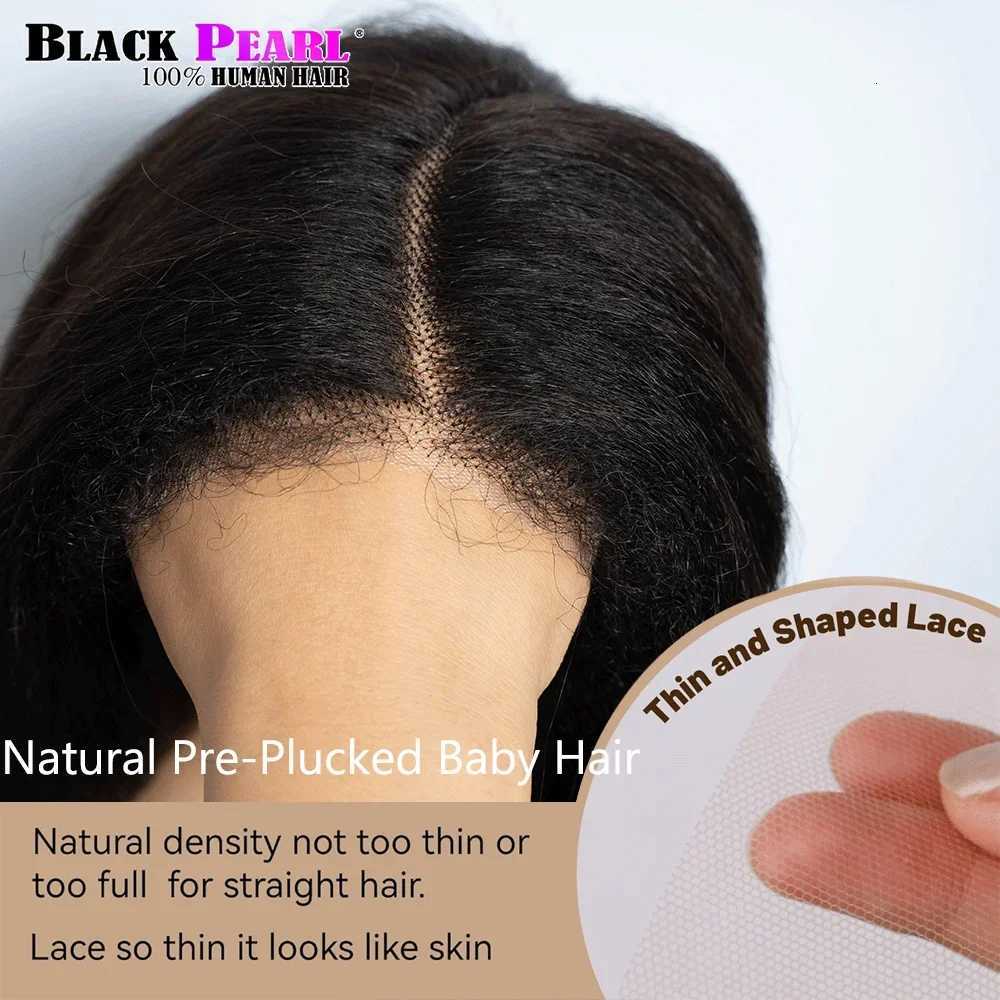 200 Density Glueless Pre Plucked with Baby Hair Kinky Straight Lace Front Wig Human Hair Short Yaki Straight Wigs for WomenT251111