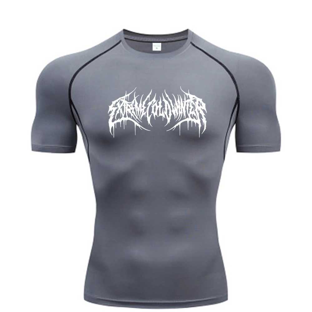 Summer compression sports shirt short sleeved mens fitness T-shirt running fast drying top gym fitness T-shirt S-3XL M250411